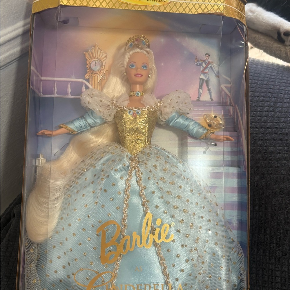Disney Barbie Cinderella Doll in Gold & Blue Gown, vintage Barbie